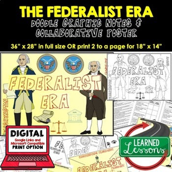 Federalist Era Collaborative Poster, Doodle Graphic Notes, Print & GOOGLE - preview 1