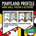 Maryland History Word Wall, State Profile, Maryland Activities US History Poster - preview 1