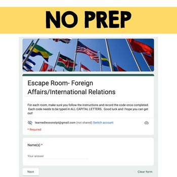 US Foreign Policy Digital Escape Room, Breakout Room Activity Pages No Prep - preview 4