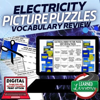 Electrical Energy Activity Picture Puzzle Physical Science Activity Vocabulary - preview 1