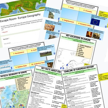 Europe Asia Geography Escape Room | Digital Breakout | World Geography Activity - preview 2