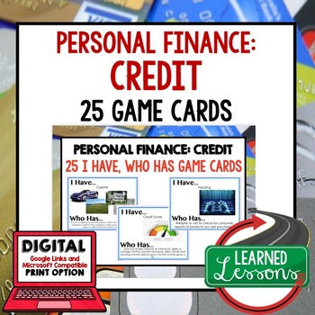 Credit Game Cards | Personal Finance Activity | Financial Literacy Review - preview 1