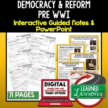 Democracy Pre WWI Guided Notes & PowerPoints, Digital Learning, Google, & Print - preview 1