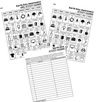 Earth Day Activity, Earth Day Activity Awareness Calendar, FREE Print and Google - preview 2