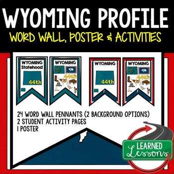 Wyoming History Word Wall, State Profile, Wyoming Activities Wyoming Posters - preview 1