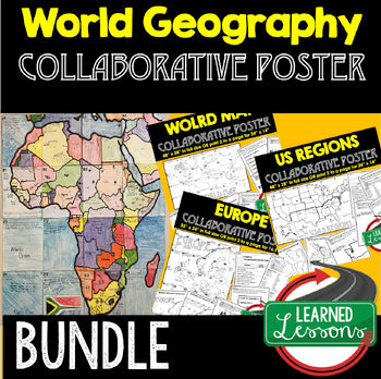 World Geography Collaborative Poster, World Geography Mapping Activity BUNDLE - preview 1