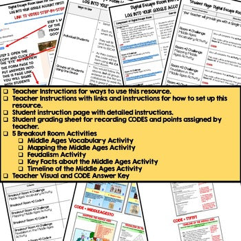 Middle Ages Digital Escape Room, Breakout Room Test Prep, Digital - preview 3