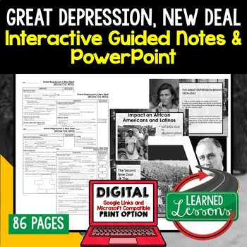 Great Depression, New Deal Notes & PowerPoints, US History, Print, Google - preview 1