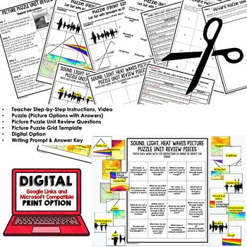 SOUND, LIGHT, HEAT WAVES Activity Picture Puzzle Physical Science Activity - preview 3