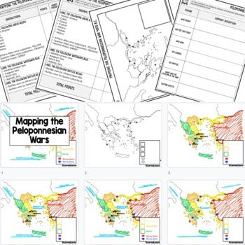 Peloponnesian War Map Activity, Mapping Peloponnesian War PRINT & DIGITAL - preview 2