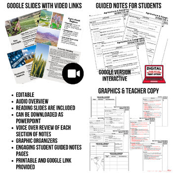 Agriculture Geography Guided Notes PowerPoints, Video Flipped Classroom - preview 2