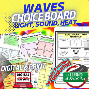 Sound, Light, Heat Waves Activities, Choice Board, Physical Science Activity - preview 1