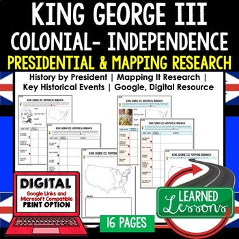 King George III Colonial America Mapping Research (Print, Digital, Google) - preview 1