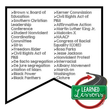 Civil Rights Movement Pennant Word Wall US History Word Wall - preview 2