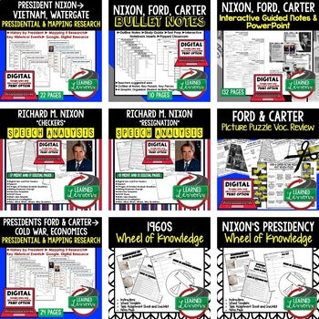 1960s–Nixon, Ford & Carter Presidents Bundle | Modern U.S. History Activities - preview 3