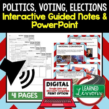 Politics, Voting, Elections Guided Notes PowerPoint, Google Flipped Classroom - preview 1