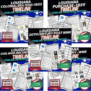 Louisiana History Timeline BUNDLE, Digital Interactive Notebook, Google, PRINT - preview 3