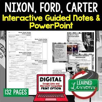 Nixon, Ford, Carter Notes & PowerPoints, US History, Print, Digital - preview 1