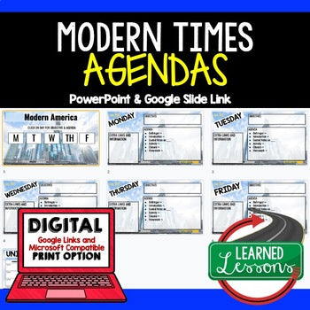 US Modern Times Agenda PowerPoint & Google Slides Agenda - preview 1