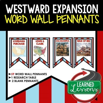 Western Expansion Word Wall Pennants, US History Word Wall - preview 1