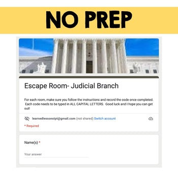 Judicial Branch Digital Escape Room, Breakout Room Activity Pages No Prep - preview 4