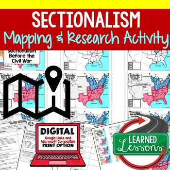 Sectionalism Map Activity and Research, Mapping Sectionalism, PowerPoint, Google - preview 1