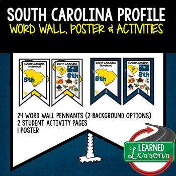 South Carolina History Word Wall State Profile South Carolina Activities Posters - preview 1