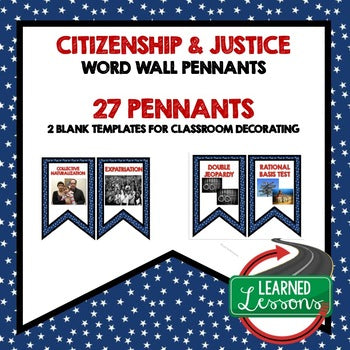 Citizenship Word Wall Pennants Civics Word Wall Civics Posters - preview 1