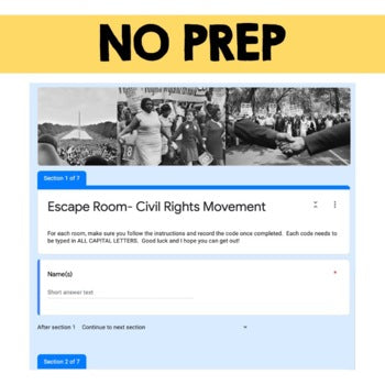 Civil Rights Digital Escape Room, Breakout Room, Activity Pages No Prep - preview 4