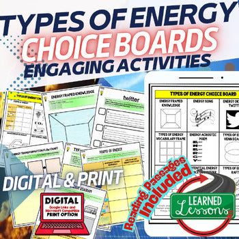 Types of Energy Activities and Choice Board, Physical Science Activity - preview 1
