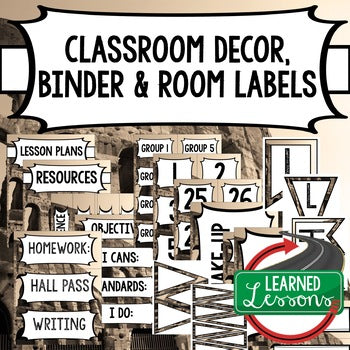 SECONDARY CLASSROOM DECOR, BINDER LABELS, Rome - preview 1