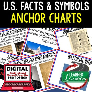 U.S. Facts & Symbols Anchor Charts | Civics Posters | Print & Digital Activity - preview 1