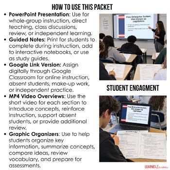 Free Enterprise in the US Guided Notes & PowerPoint, Economic Notes - preview 3