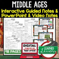 Middle Ages Guided Notes and PowerPoints, Interactive Notebooks, Google - preview 1