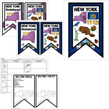 New York History Word Wall, State Profile, New York Activities US History Poster - preview 2