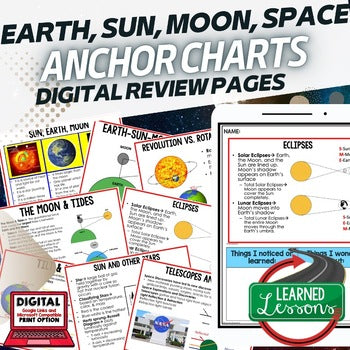 Earth Sun Moon Space Anchor Charts, Science Posters, Earth Science Anchor Charts - preview 1