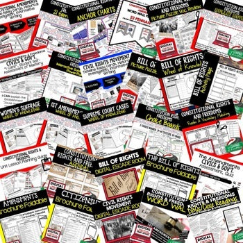 Constitutional Freedoms & Rights Bundle | Civics Activities | Print & Google - preview 2