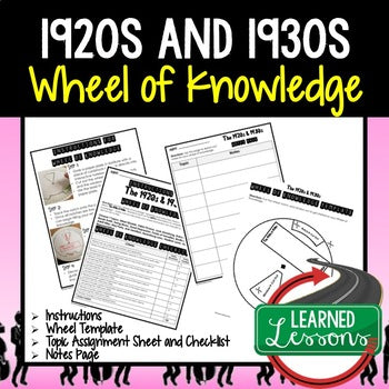 1920s and 1930s Activity, Wheel of Knowledge (Interactive Notebook) - preview 1