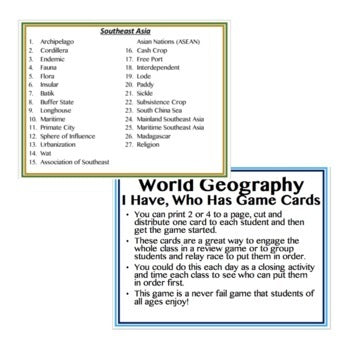 Southeast Asia  Game Cards, Geography  Print & Digital Distance Learning - preview 3