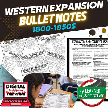 Western Expansion Outline Notes, Western Expansion Bullet Notes, Unit Review - preview 1