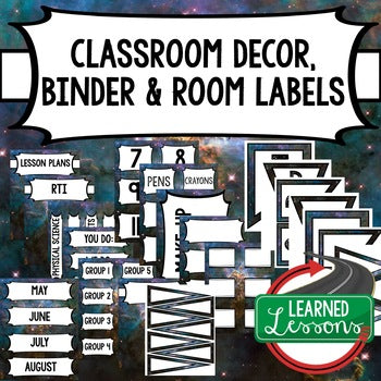 SECONDARY CLASSROOM DECOR, BINDER LABELS, Space Blue - preview 1