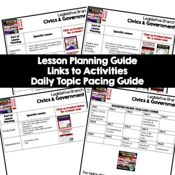 Legislative Branch Lesson Plan Guide Civics Government Back To School - preview 2