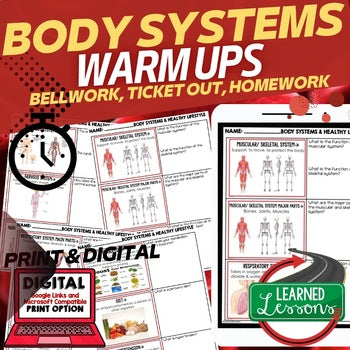 Human Body Systems Bell Ringers | Warm Ups | NGSS Life Science Activities - preview 1