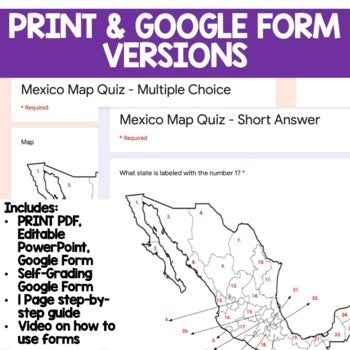 Mexico Map Quizzes Geography Assessment, GOOGLE FORM - preview 2