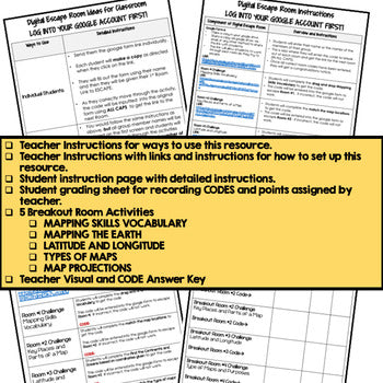 Mapping Skills Geography Escape Room | Digital Breakout World Geography Activity - preview 3