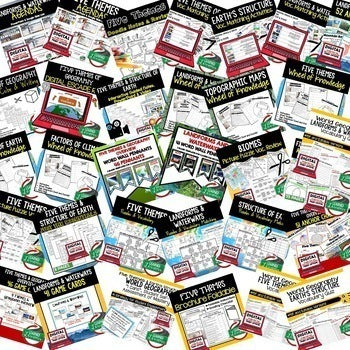 Five Themes of Geography Bundle | World Geography Activities | Print & Google - preview 3