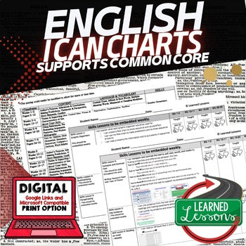 ELA I CANS Self-Assessment of Mastery Grades 6-8 Common Core Aligned - preview 1