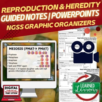 Reproduction Heredity Guided Notes and PowerPoints, Life Science Guided Notes - preview 1