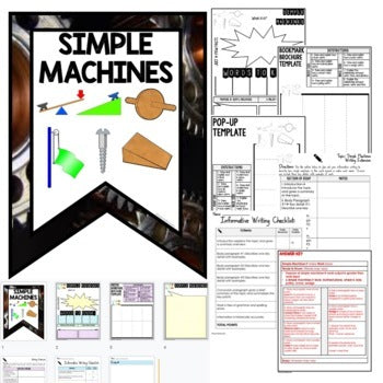 Simple Machines Activity Bookmark Brochure, Writing & Google Link - preview 2