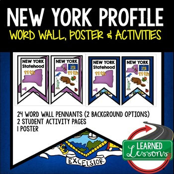 New York History Word Wall, State Profile, New York Activities US History Poster - preview 1